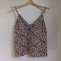French Cut Plunge Crop Cami Tank Top Crisp Floral Print Skinny Straps