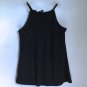 Black Halter Top Luxe Rosette Embellished Relaxed Fit Keyhole Sleeveless Night Out Club Dancing