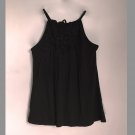 Black Halter Top Luxe Rosette Embellished Relaxed Fit Keyhole Sleeveless Night Out Club Dancing Black Halter Top Luxe Rosette Embellished Relaxed Fit Keyhole Sleeveless Night Out Club Dancing