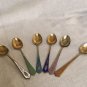 Vintage Mid Century Small Serving Spoons Set Colorful Handles MCM