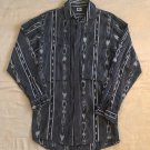 Vintage Guatemalan Woven Shirt Blanco Negro Hand Loomed