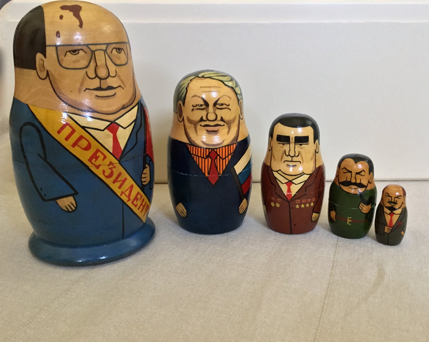 Cartoon Dictator Pop Art Hand Painted Wooden Russian Nesting Dolls USSR