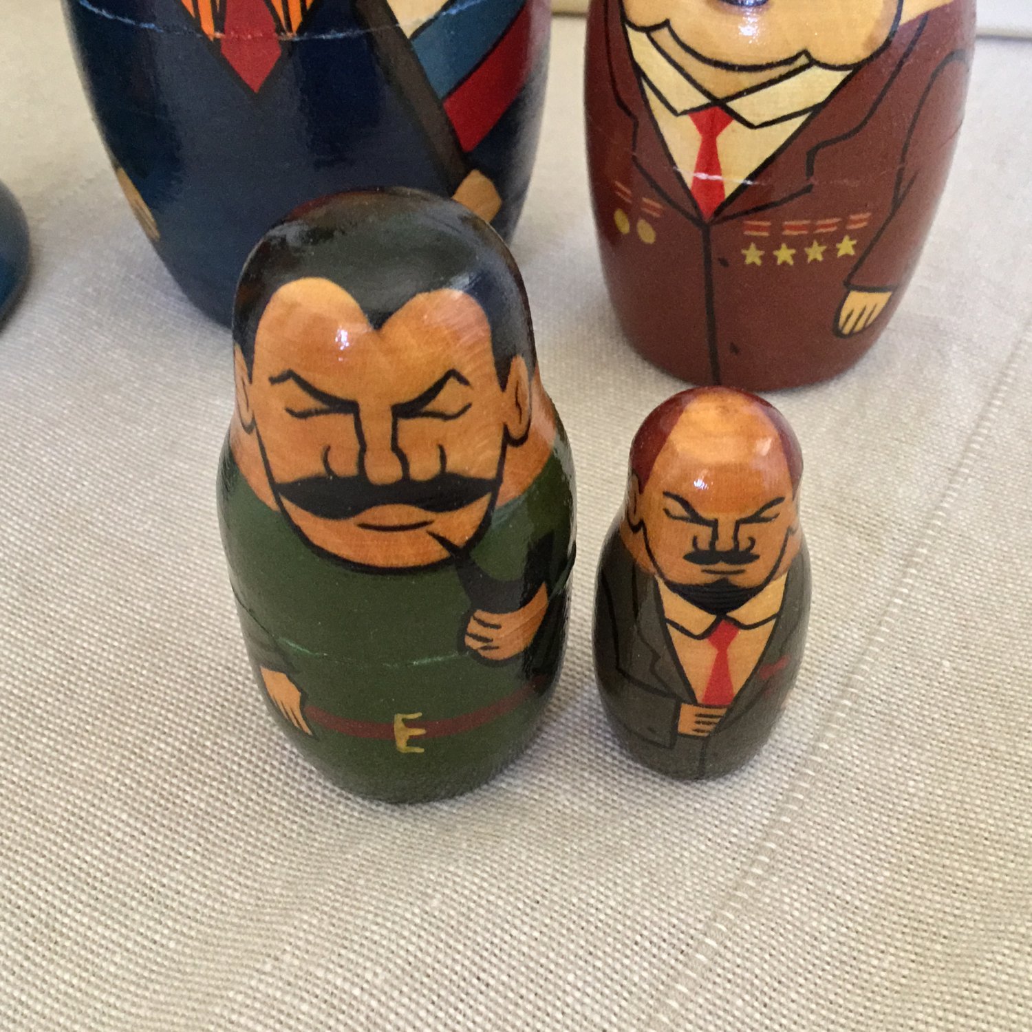 Cartoon Dictator Pop Art Hand Painted Wooden Russian Nesting Dolls USSR