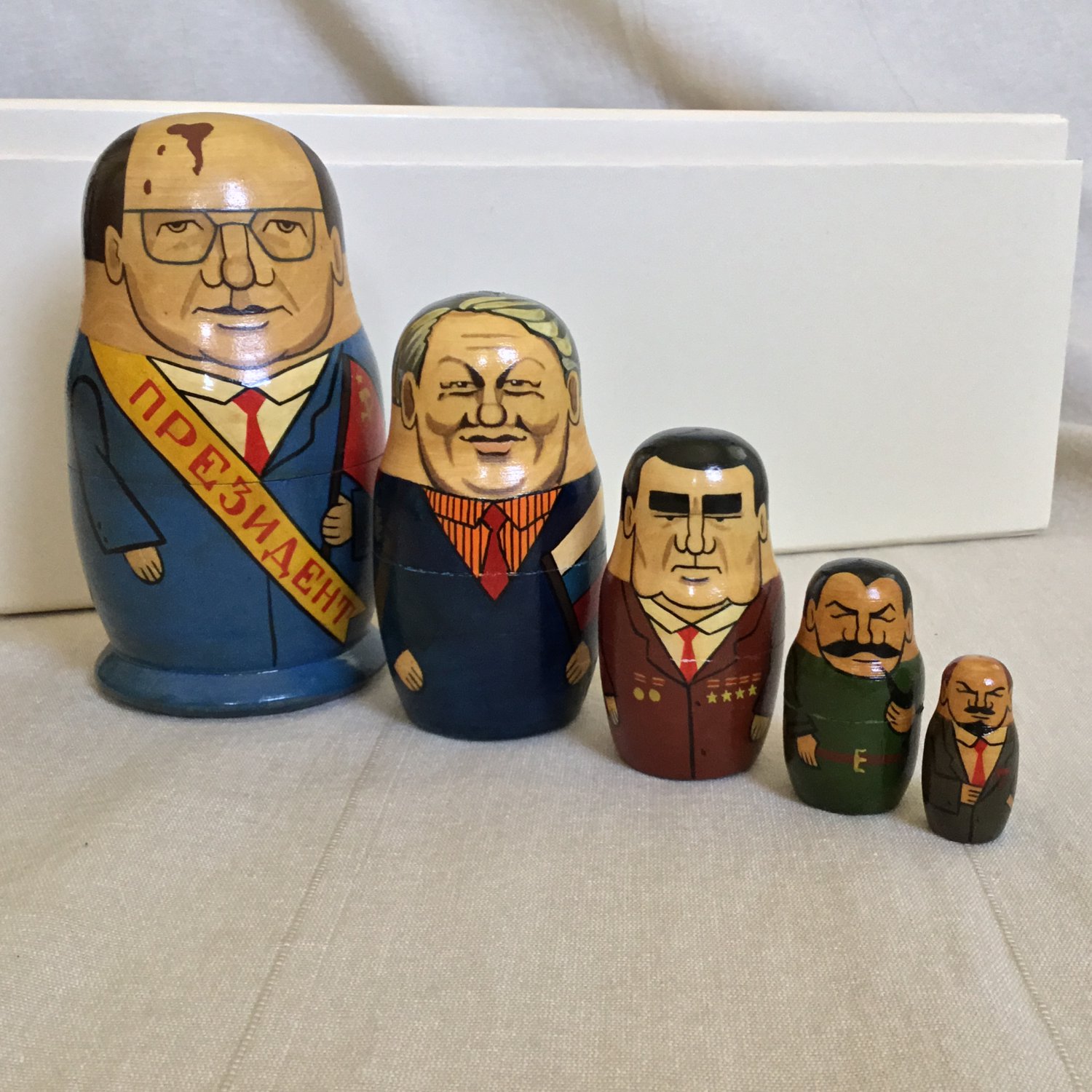 Cartoon Dictator Pop Art Hand Painted Wooden Russian Nesting Dolls USSR