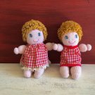 Vintage Handmade Girl Boy Rag Dolls Yarn Hair Siblings 1960s 1970s