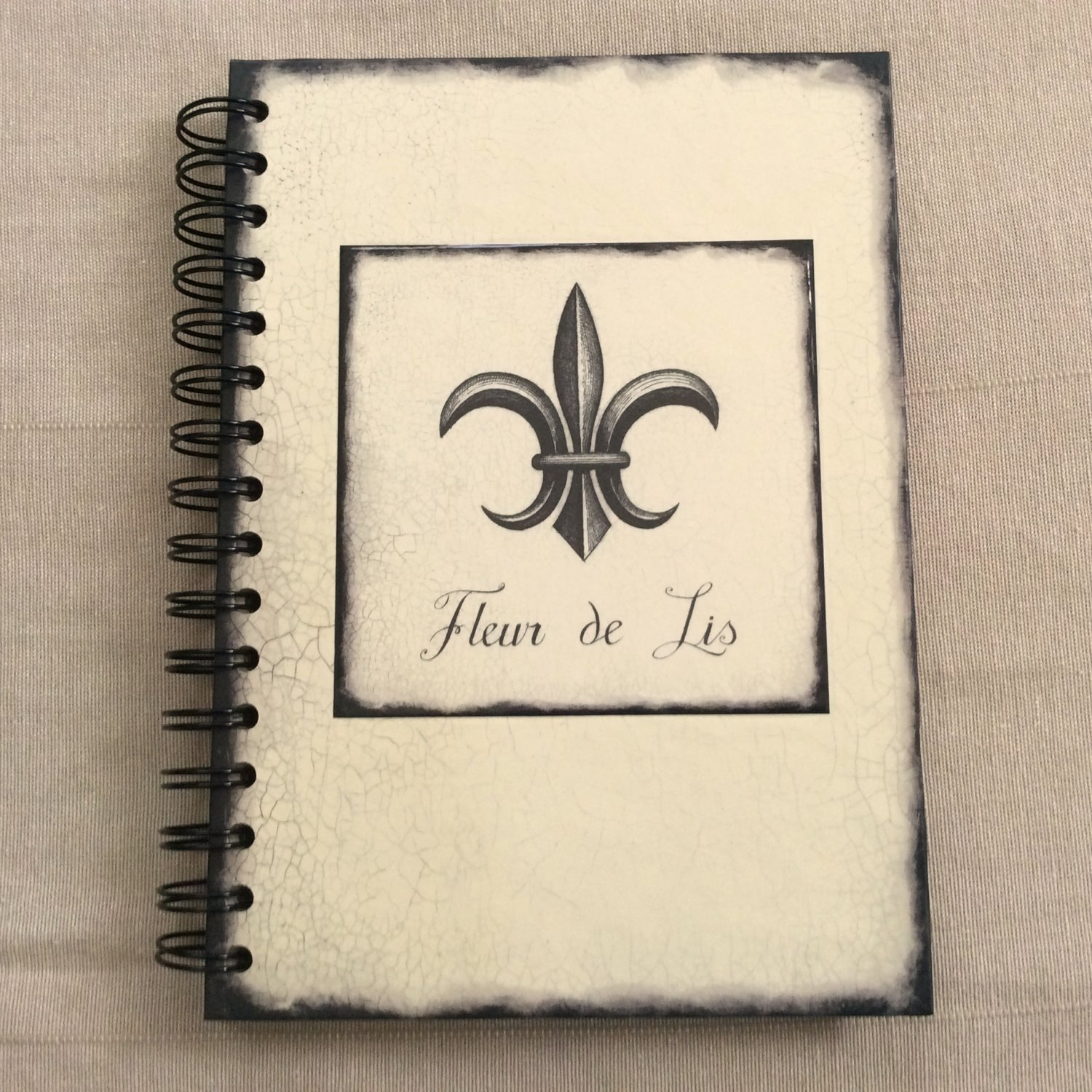 Hard Cover Journal Blank Book Fleur De Lis Lined Pages by Art in Motion Marco Fabiano