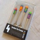 Fun Handpainted Ice Cream Sundae Spoons Set of 4