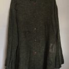 Oversized Olive Blouse by Play Alegre Relaxed Linen Blend Hand Painted Design Hidden Pockets Oversized Olive Blouse by Play Alegre Relaxed Linen Blend Hand Painted Design Hidden Pockets