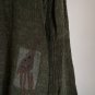 Oversized Olive Blouse by Play Alegre Relaxed Linen Blend Hand Painted Design Hidden Pockets