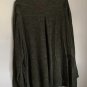 Oversized Olive Blouse by Play Alegre Relaxed Linen Blend Hand Painted Design Hidden Pockets