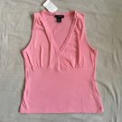 Pin Up Style Sleeveless Empire Top Plunge Neck Vintage Express 1990s Coral Pink Pin Up Style Sleeveless Empire Top Plunge Neck Vintage Express 1990s Coral Pink