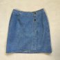 DKNY Denim Skirt Split Front Wrap Knee Length Vintage 1990s