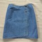 DKNY Denim Skirt Split Front Wrap Knee Length Vintage 1990s