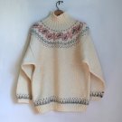 Womens Vintage Oversize Wool Sweater Hand Knit Cream Fair Isle 80s 90s Womens Vintage Oversize Wool Sweater Hand Knit Cream Fair Isle 80s 90s