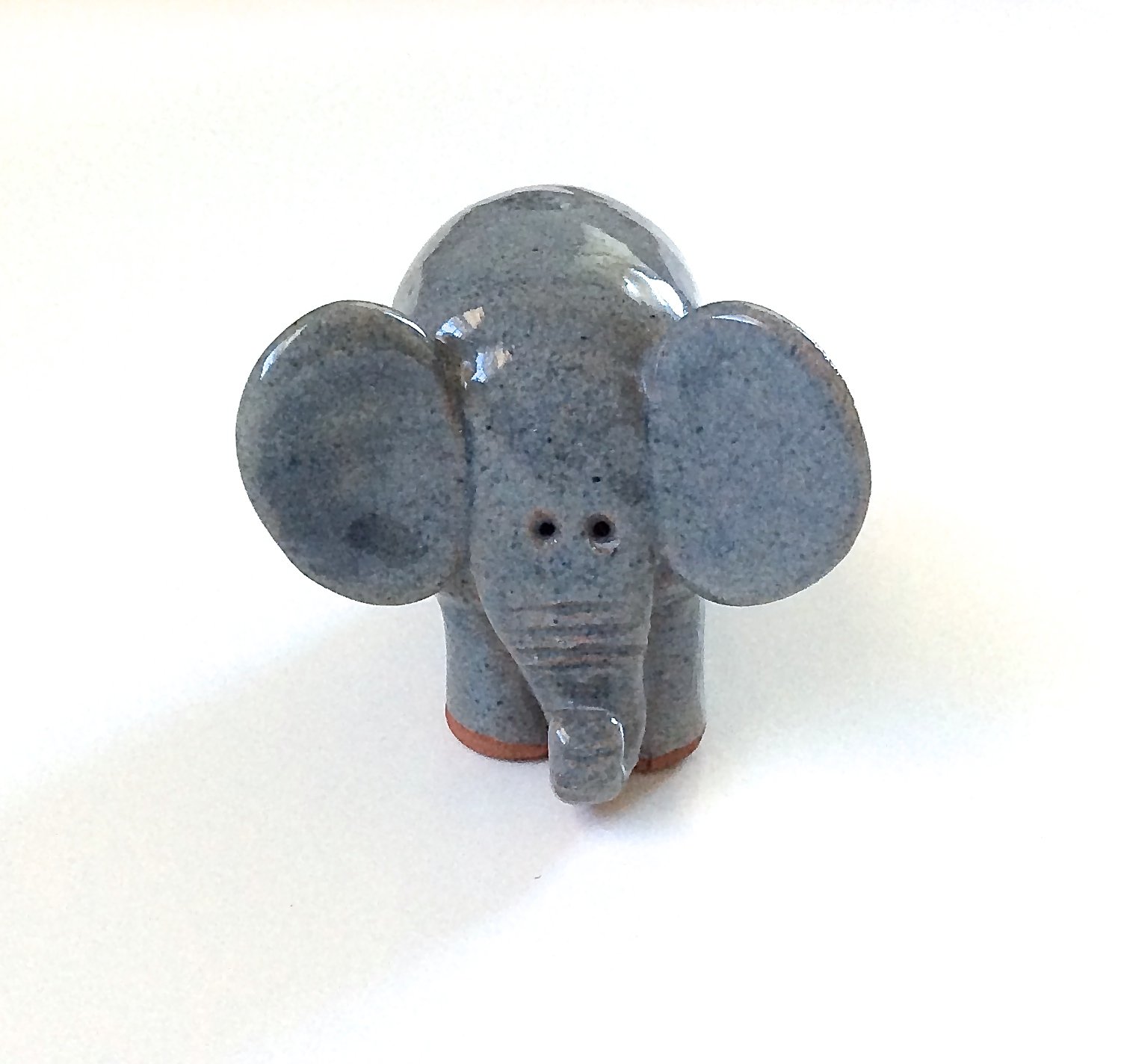 Cute Elephant Figurine Hand Crafted Vintage 80s England Ceramic Arts Minimalist