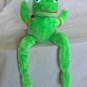 Vintage Sky Diving Stuffed Frog Shelf Sitter with Napsack Plush Eden Toys