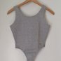 Heather Gray Leotard Bodysuit Cotton Thong High Cut Vintage Ann Taylor 1990s AT Action Line