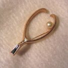 Trifari Crown Brushed Gold Wishbone Pin Peridot Brooch 1950s 1960s Costume Jewelry Trifari Crown Brushed Gold Wishbone Pin Peridot Brooch 1950s 1960s Costume Jewelry