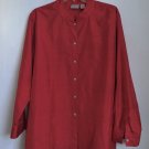 Red Shantung Silk Blend Mandarin Collar Tunic Button Shirt Chicos 3