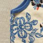 Cornflower Blue Ringer Tank Vtg Floral Print Long Narrow Fit Lucky Brand 2000s
