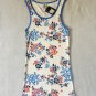 Cornflower Blue Ringer Tank Vtg Floral Print Long Narrow Fit Lucky Brand 2000s