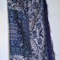 Large Square Scarf Blue and White Print with Fringe Wrap Bathing Cover Up
