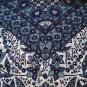 Large Square Scarf Blue and White Print with Fringe Wrap Bathing Cover Up
