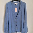 Banana Republic Fitted Cardigan Sweater Textural Knit Wool Cashmere Sky Blue