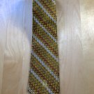 Vintage Oleg Cassini Traditional Wide Mens Tie Gold Silk Basket Pattern