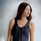 Banana Republic Bow Neck Silk Top Sleeveless Embellished Black M Banana Republic Bow Neck Silk Top Sleeveless Embellished Black M