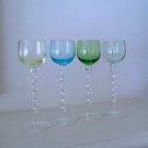 Colorful Cocktail Glasses MCM Vintage Handblown Stemware Cordials Sipping Blue Green Colorful Cocktail Glasses MCM Vintage Handblown Stemware Cordials Sipping Blue Green