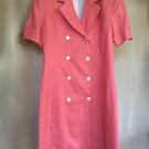 Vintage 80s Coral Pink Wrap Dress Above Knee Puff Sleeve Lined Linen Georges Marciano