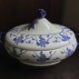 Blue White Rose China Tureen Covered Serving Dish