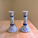 Blue and White Ceramic Candle Holders Candlesticks Vintage Andrea by Sadek Blue and White Ceramic Candle Holders Candlesticks Vintage Andrea by Sadek
