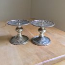 Silver TAG Pillar Candle Holders Silverplated Brass Pair