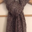 Zara Knit Scarf Accessory Taupe Brown with Metallic Accent NWT