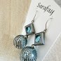 Blue Crystal & Blown Glass Dangle Drop Earrings Original Creations by Sarafay