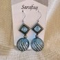 Blue Crystal & Blown Glass Dangle Drop Earrings Original Creations by Sarafay