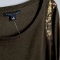 Banana Republic Pullover Amber Sequins Shoulder Pima Cotton/Wool Earth Tones Top Vtg/NWT