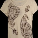 Embellished Slub Scoop T-Shirt Henna Block Print Vintage Lucky