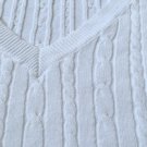 Womens White Cotton Summer Sweater V-Neck Cable Knit Tennis Style Classic Vintage