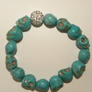 TURQUOISE SKULL WITH WHITE PAVE CRYSTAL BRACELET