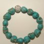 TURQUOISE SKULL WITH WHITE PAVE CRYSTAL BRACELET