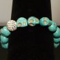 TURQUOISE SKULL WITH WHITE PAVE CRYSTAL BRACELET