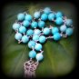TURQUOISE SILVERY HEART CHARM LONG 50cm
