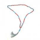 Necklace: RUDRUKSHA BEAD TURQUOISE LONG TASSEL  55cm