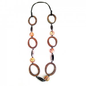 Retro Striped Glass spheres with funky ovals on Leather