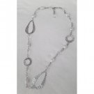 Necklace: Retro Silvery with Pearls and Faceted Clear Glass