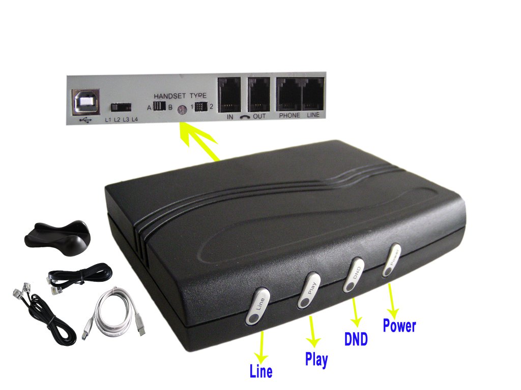 PC 1 Port USB Telephone Recorder with voicemail Voice Message Answering