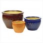 SET OF 3 EARTHENWARE POTS